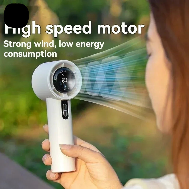Ultra Quiet Handheld Fan, 100 Speed USB Rechargeable Portable Mini Turbo Fan for Office and Travel with LED Indicator