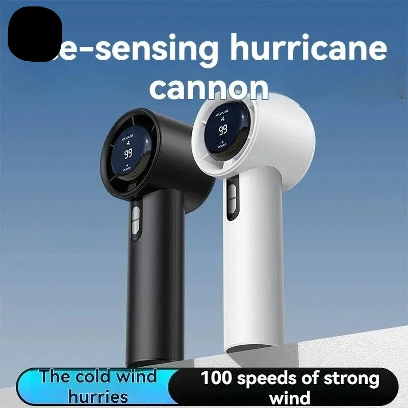 Ultra Quiet Handheld Fan, 100 Speed USB Rechargeable Portable Mini Turbo Fan for Office and Travel with LED Indicator