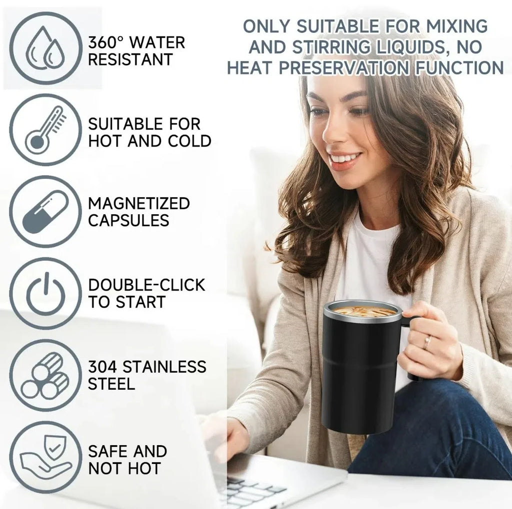 380ML Mini Electric Coffee Self Mixing Mug IP67 Waterproof Food Safe Coffee Mug USB Rechargeable Automatic Magnetic Cup For Tea